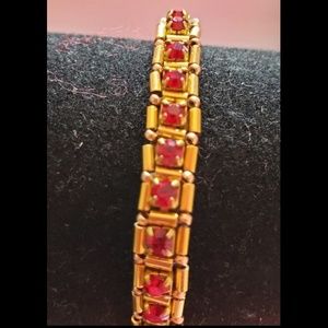 Handcrafted 5 1/2” Princess Kate Red Rhinestones Bracelet